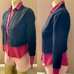 GRACE Black Cropped Unstructured CARDIGAN SWEATER Size Small